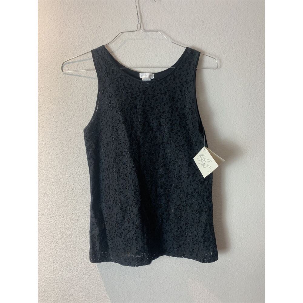 Lauren Taylor Black Floral Sleeveless Blouse Size Womens M NWT
